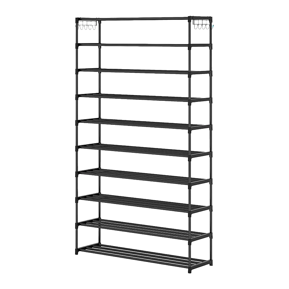 10 Tier Black Shoe Rack Metal Shoe Storage Organizer Rack 50-Pair Large Capacity