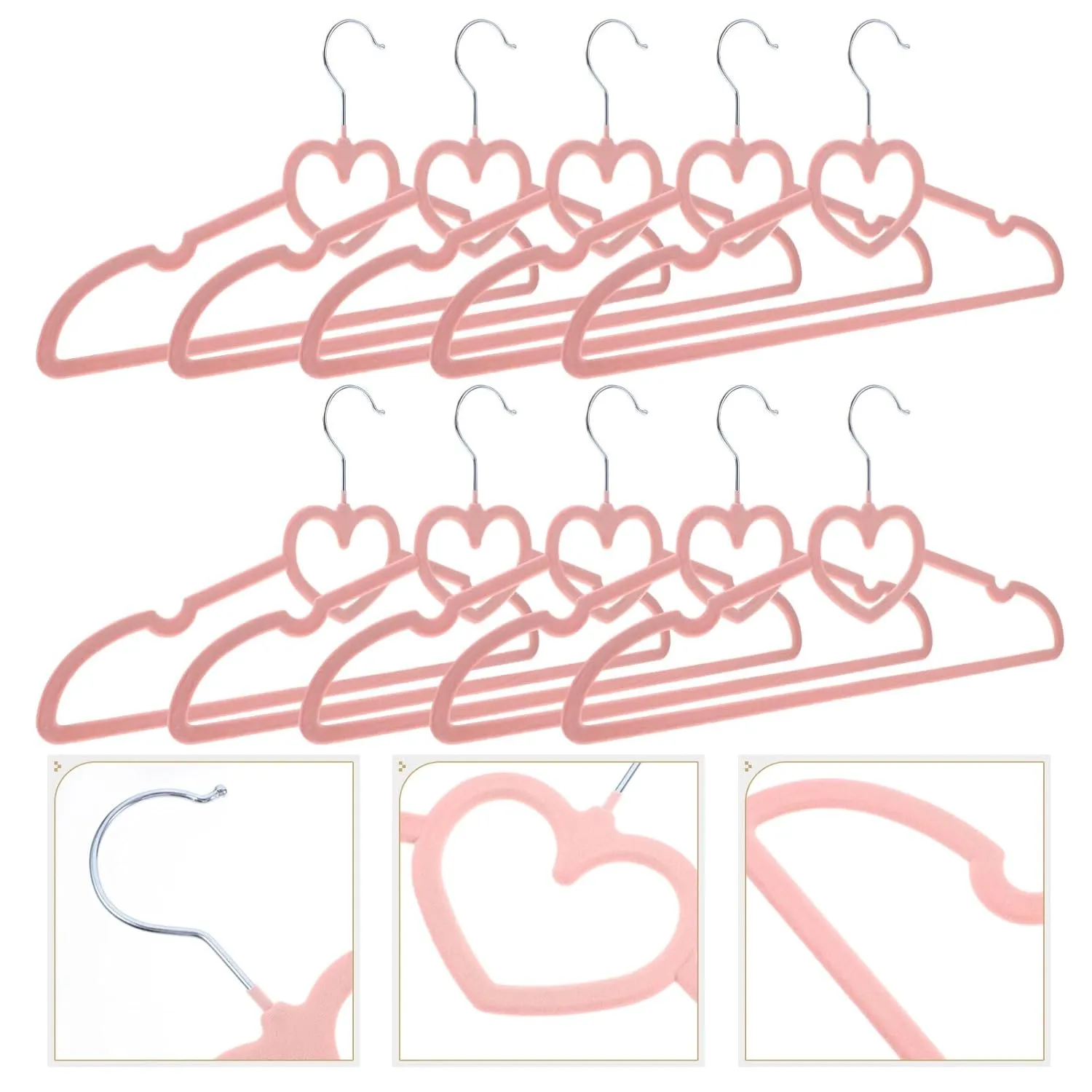 10Pcs Love Heart Style Flocked Non- Slip Clothes Racks Hangers (Purple) Dorm Roo