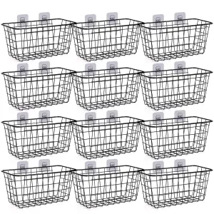 12 Pack Wire Storage Baskets Household Metal Wall-Mounted Containers Organizer B