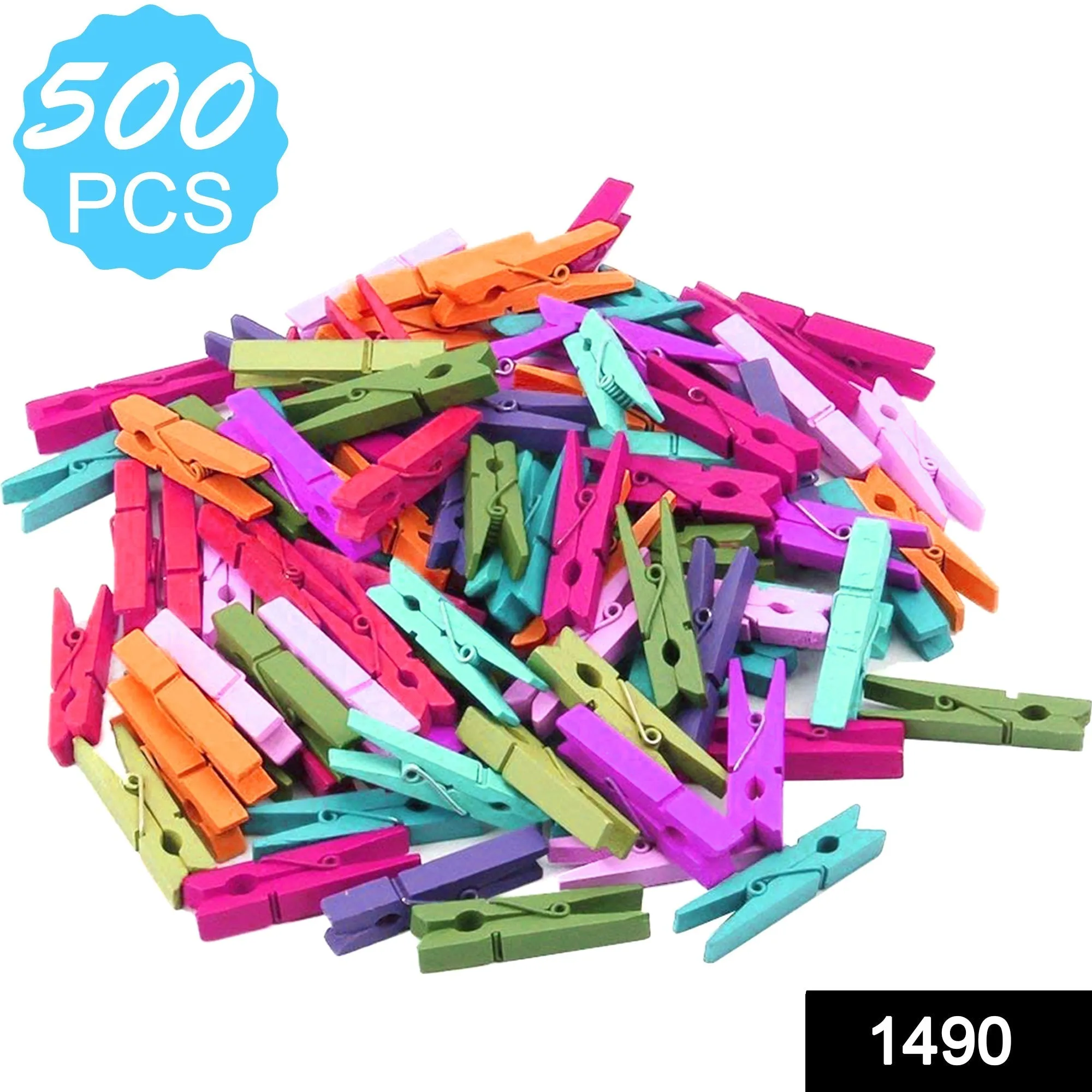 1490 Multipurpose Wooden Clips  / Cloth Pegs (Large, 500 Pcs)