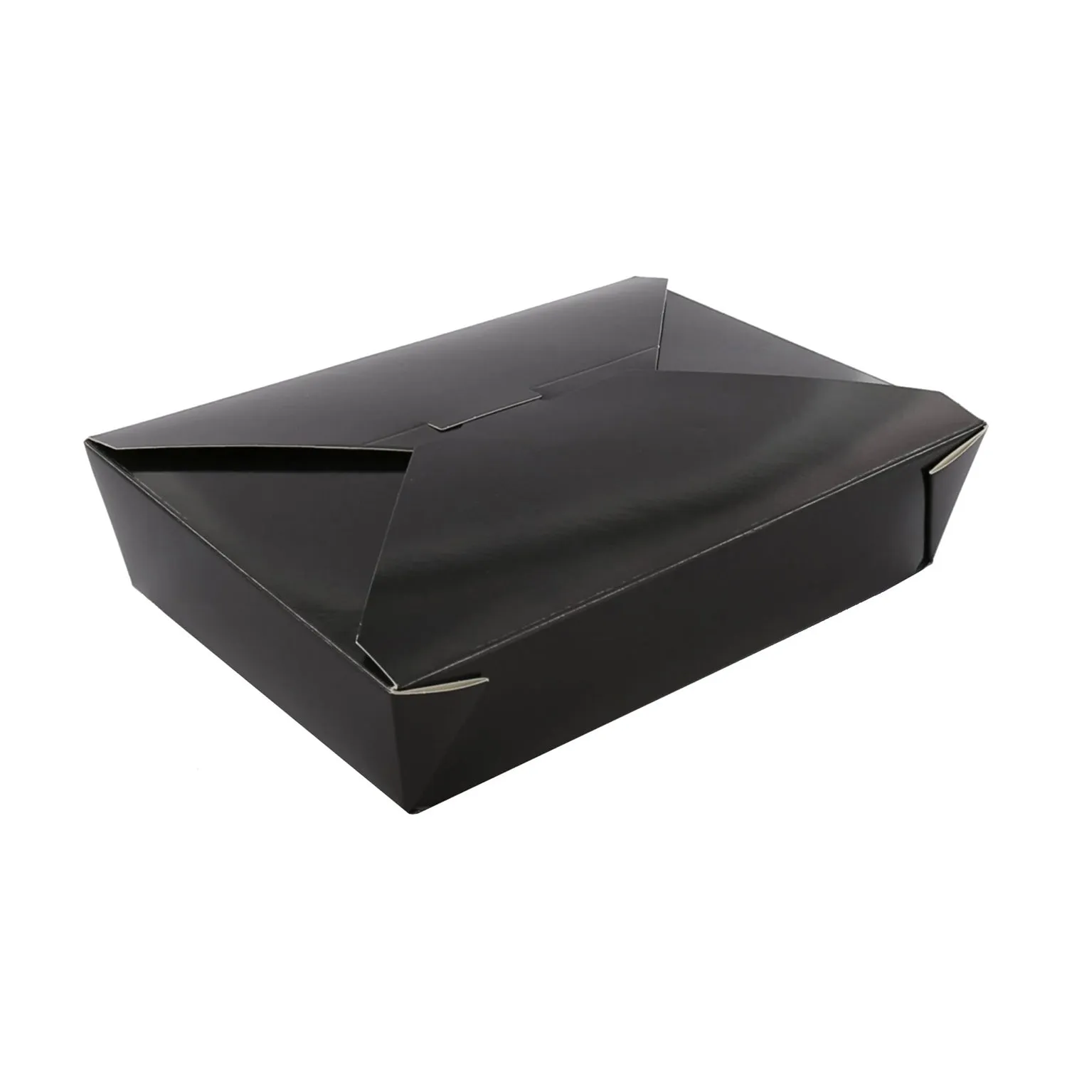 #2 Black 7-3/4" x 5.5" x 1-7/8" Folded Takeout Boxes, Case of 200