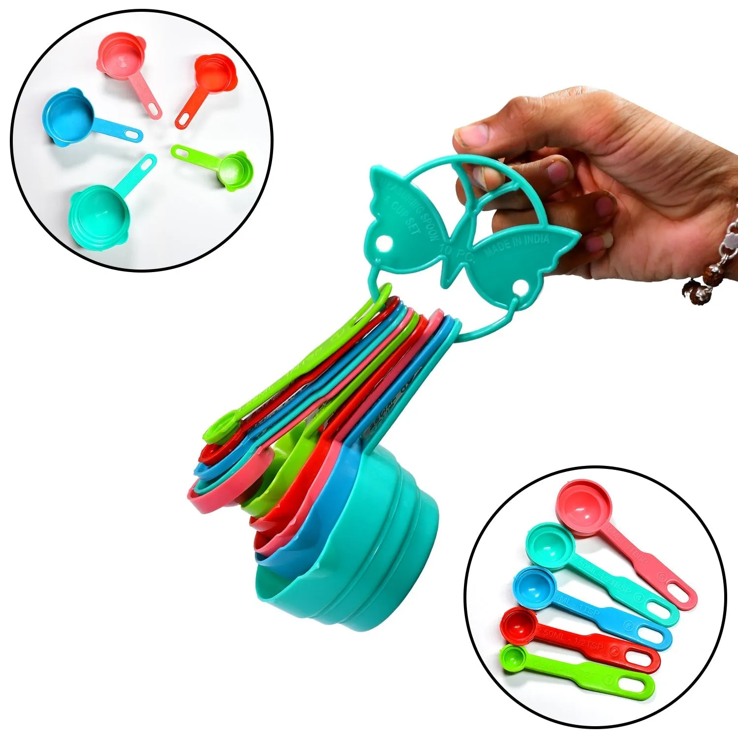 2906 10Pcs Plastic Measuring Spoons and Cups Set for Home Kitchen Cooking.