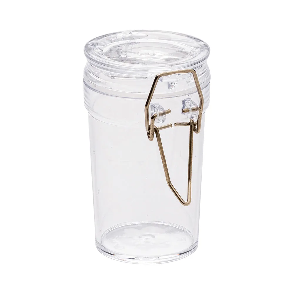 3 oz Clear Plastic Nostalgic Mason Jar - with Clamp Lid - 2 1/4" x 1 3/4" x 3 1/4" - 100 count box