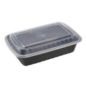 32 oz. Rectangular Black Containers and Lids, Case of 150