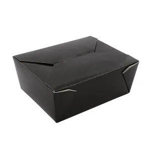 #8 Black 6" x 4-3/4" x 2.5" Folded Takeout Boxes, Case of 300