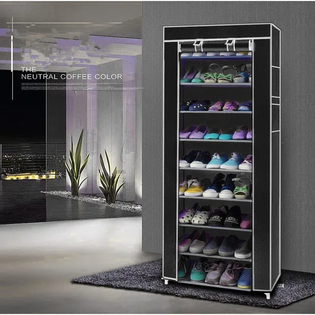 9 Lattices Shoe Rack Shelf Tower Nonwoven Fabric Shoe Organizer Storage Cabinet for Shoes Saving Space Shelving