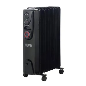 ALVA 9 Fins 2000W Oil Filled Heater Timer Function Black