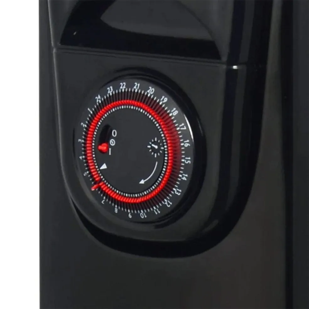 ALVA 9 Fins 2000W Oil Filled Heater Timer Function Black