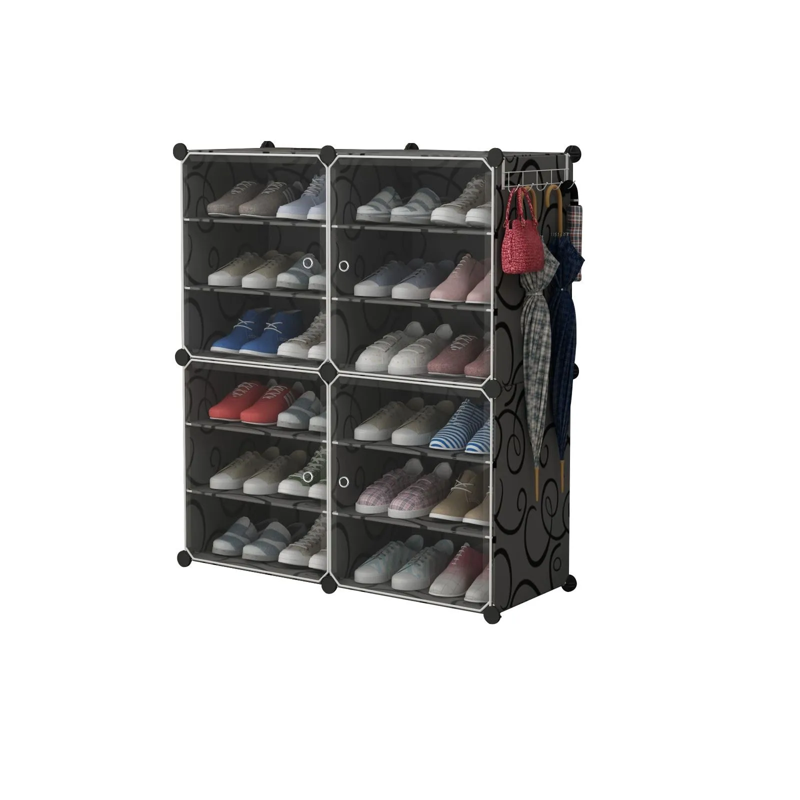 Amazon Brand – Umi Multi-Purpose Plastic 6 Layers Portable Shoe Rack Organizer with Door 24 Pairs Shoe Storage Cabinet Stackable Detachable Shoe Rack Shoe Rack Organizer (85x32x94 cm) - D.I.Y