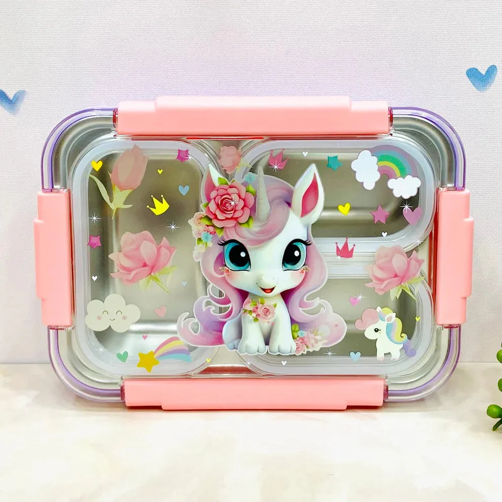 Astro/Unicorn/Soccer/Mermaid Holographic Transparent 3-Compartment 710ml Transfer Proof Lunch Box