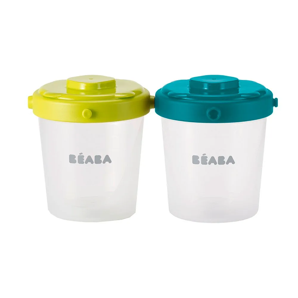 Beaba Set of 6 Clip Portions 200ml blue/neon