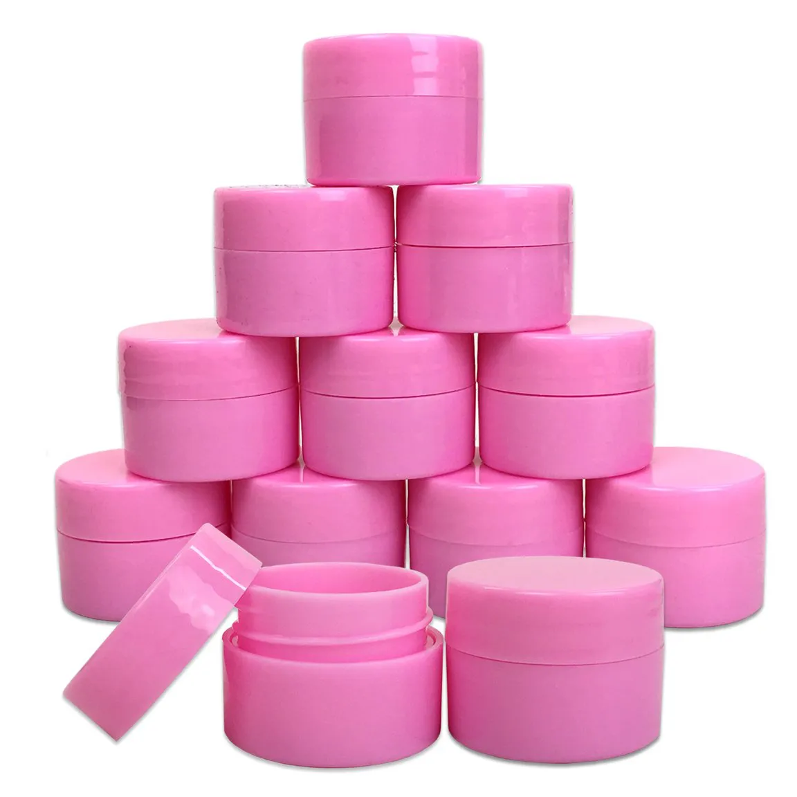 Beauticom 36 Pieces 7G/7ML (0.25oz) PINK Sturdy Thick Double Wall Plastic Container Jar with Foam Lined Lid for Pills, Medication, Ointments and Other Beauty and Health Aids - BPA Free