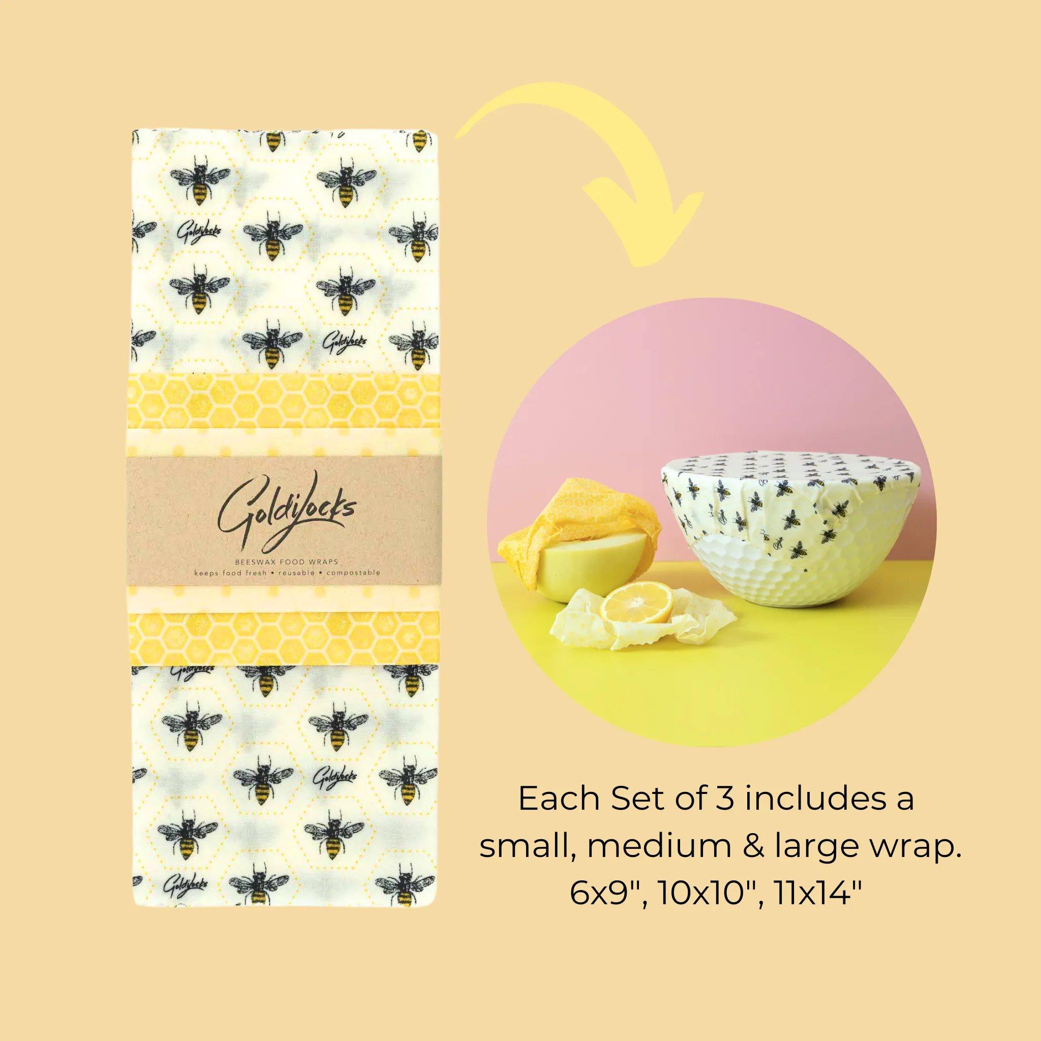 Beeswax Food Wraps: Cacti Set of 3