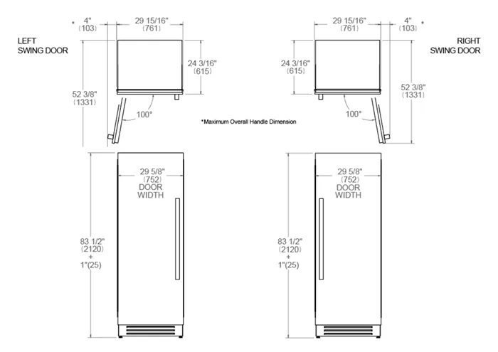 Bertazzoni 30 inch Left Door Stainless Steel Built-in Freezer REF30FCIPIXL/23