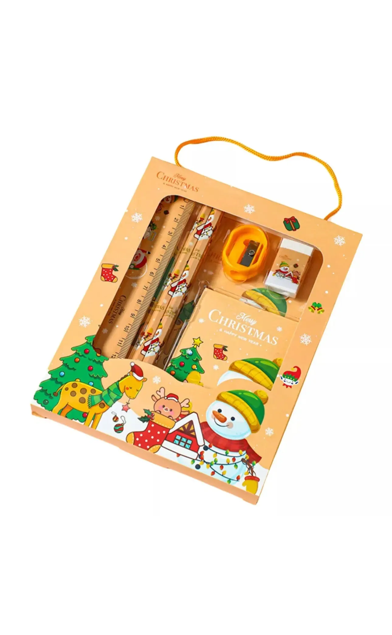 Christmas Red Children’s Stationery 6pcs set Pencil sharpener Eraser Ruler set gift for kids