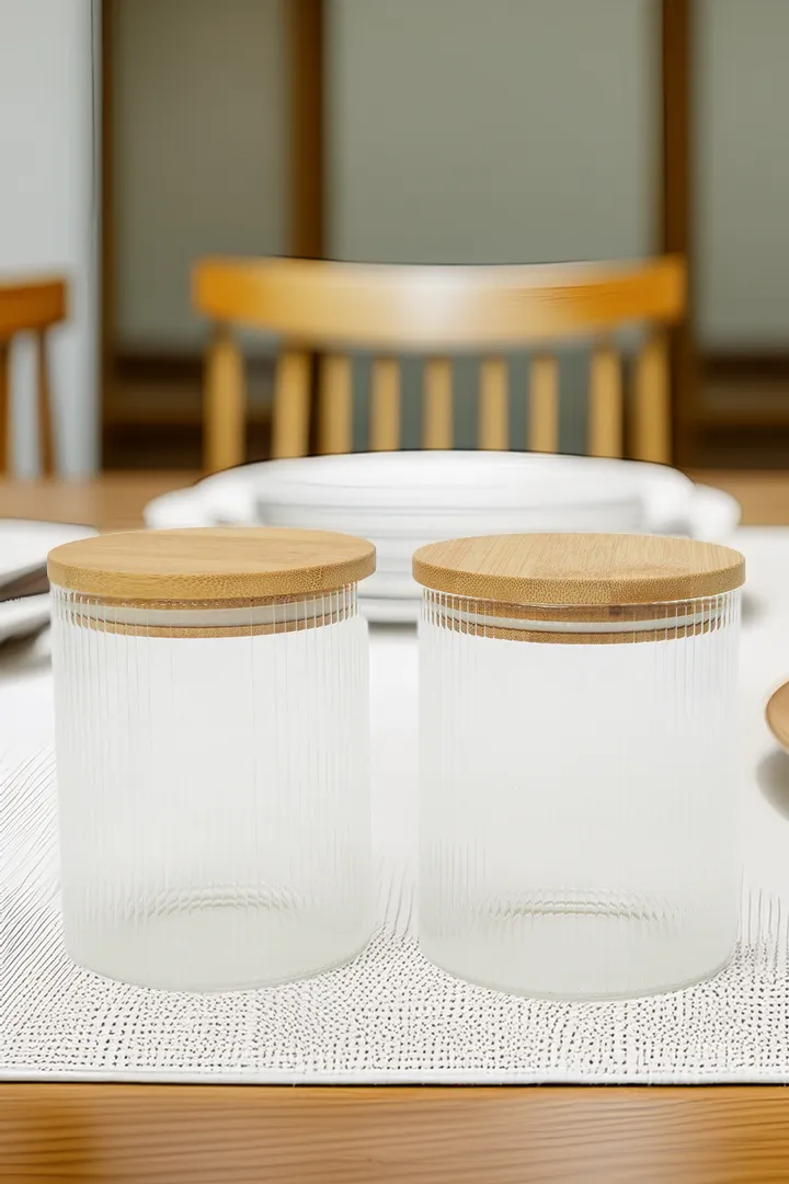 Clear 2 Piece Storage Jar Set (600ml)