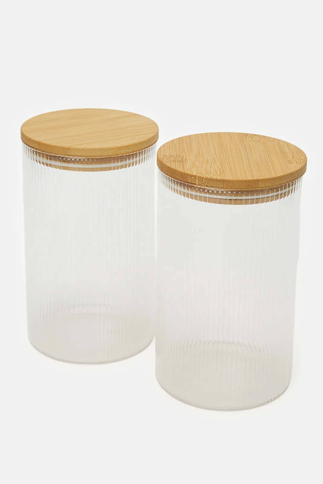 Clear 2 Piece Storage Jar With Bamboo Lid Set (1000ml)