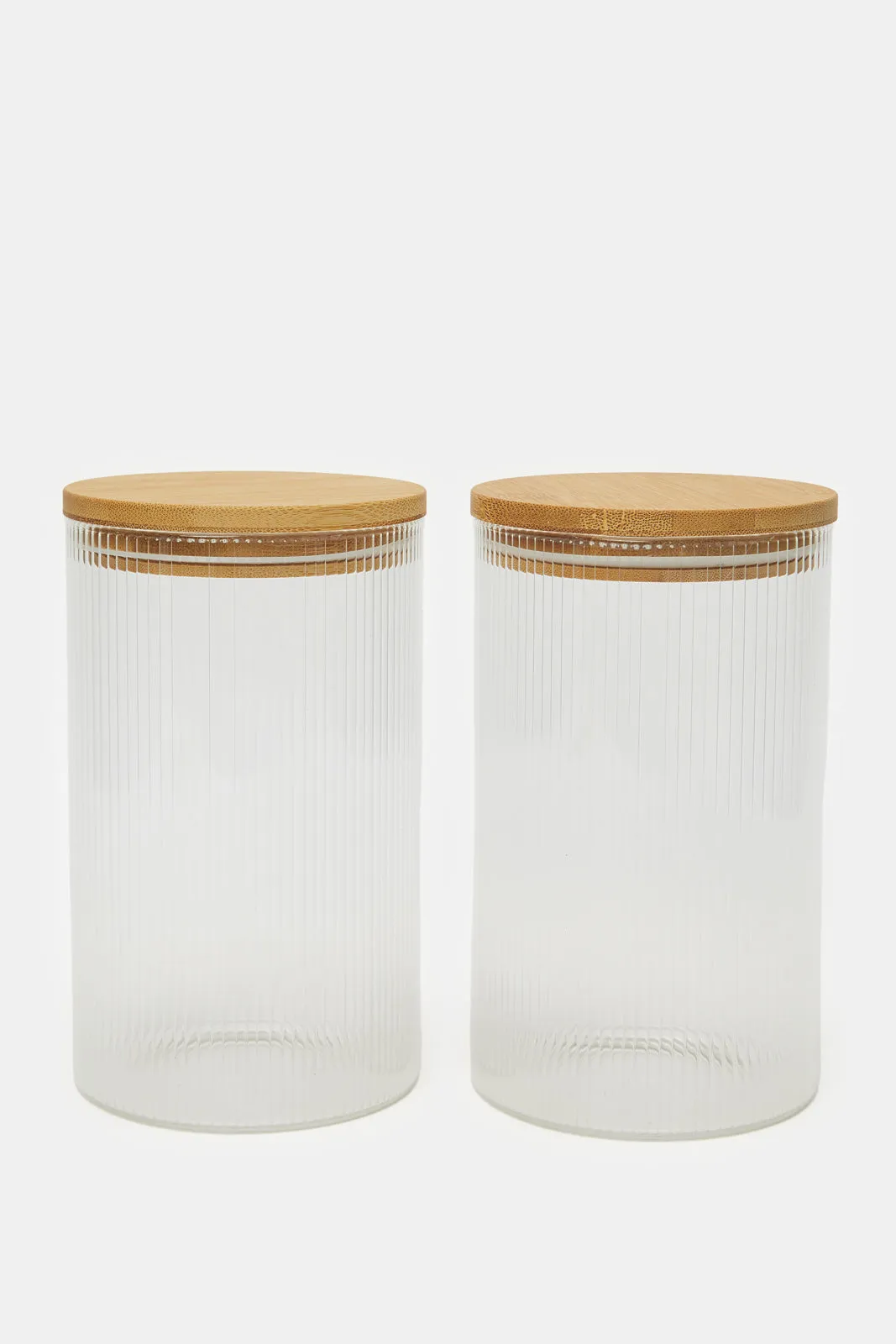 Clear 2 Piece Storage Jar With Bamboo Lid Set (1000ml)