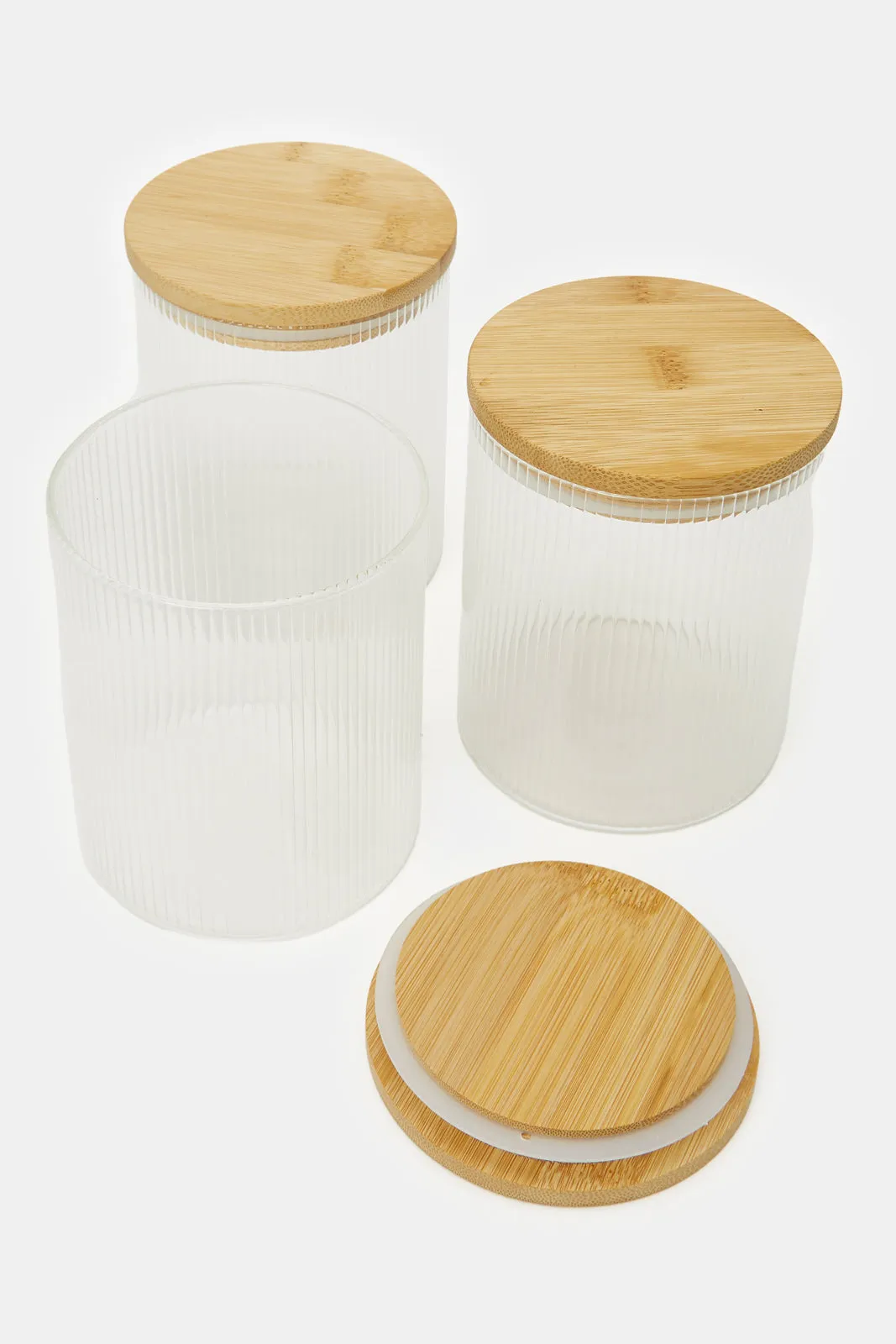 Clear 3 Piece Storage Jar Set (600ml)