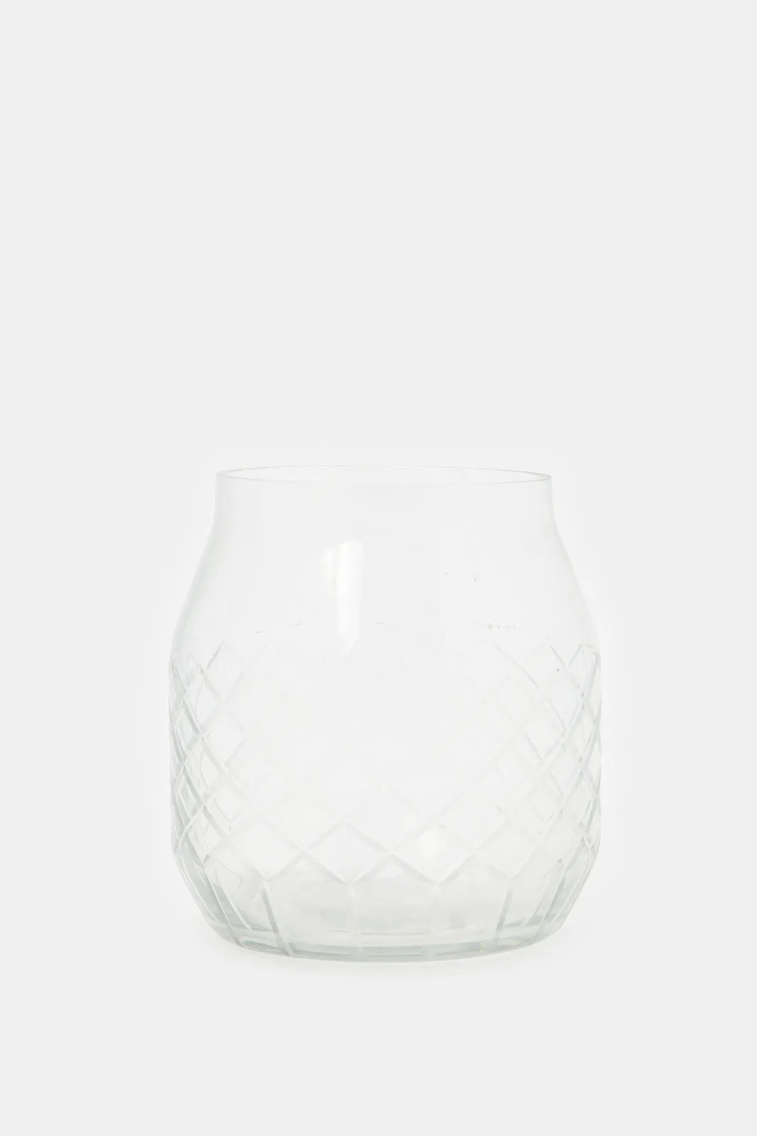 Clear Embossed Glass Cotton Jar