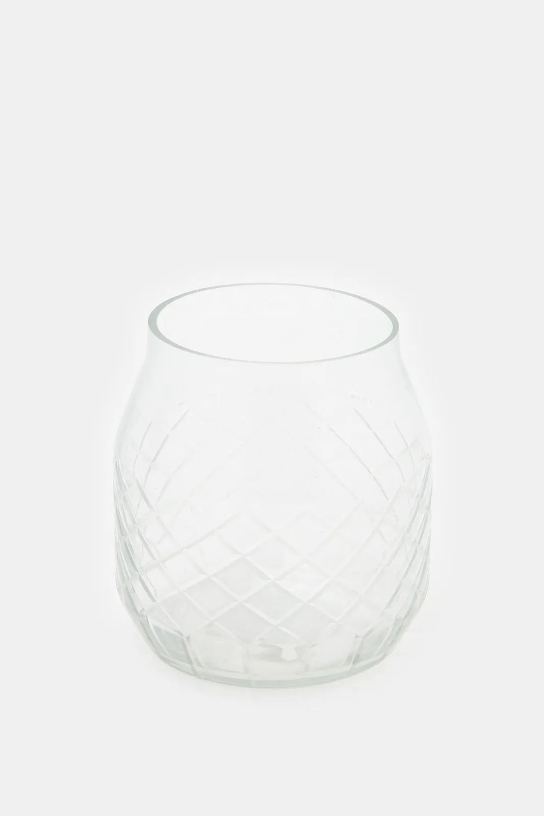 Clear Embossed Glass Cotton Jar