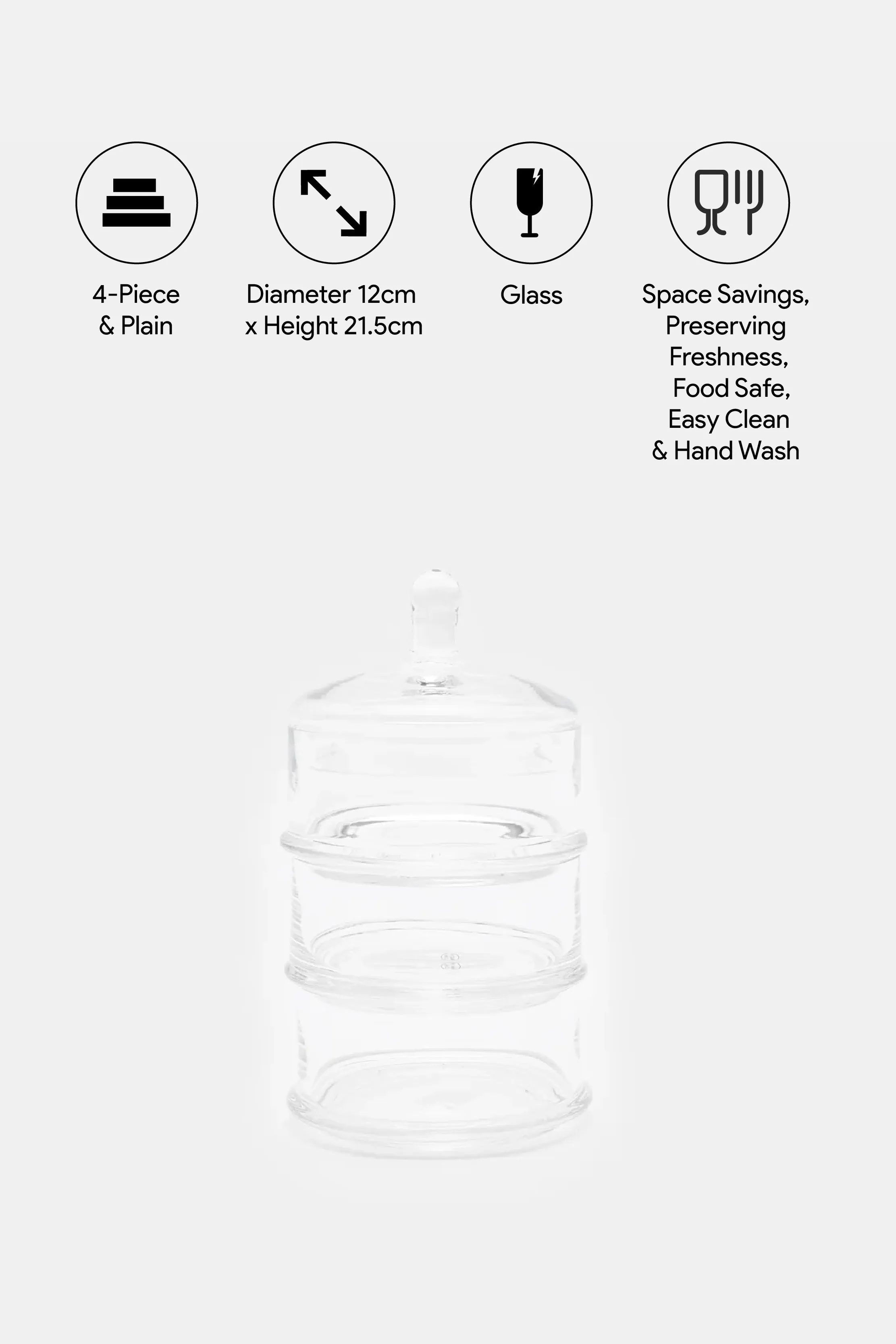 Clear Glass Partition Storage Jar With Lid (3 Layers)