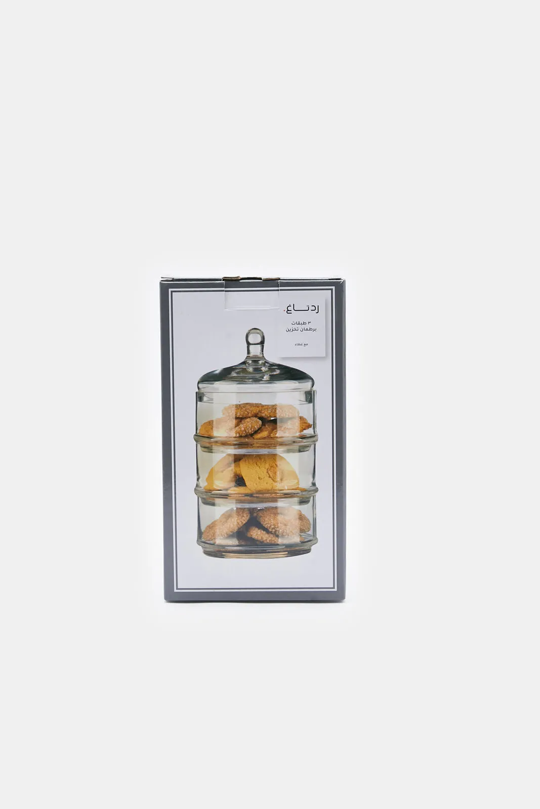 Clear Glass Partition Storage Jar With Lid (3 Layers)