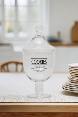 Clear Printed Glass Storage Jar