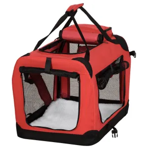 Dog Carrier Bag Portable Cat Carrier Folding Dog Bag w/ PVC Oxford Cloth for Small and Miniature Dogs, 60 x 42 x 42 cm, Red