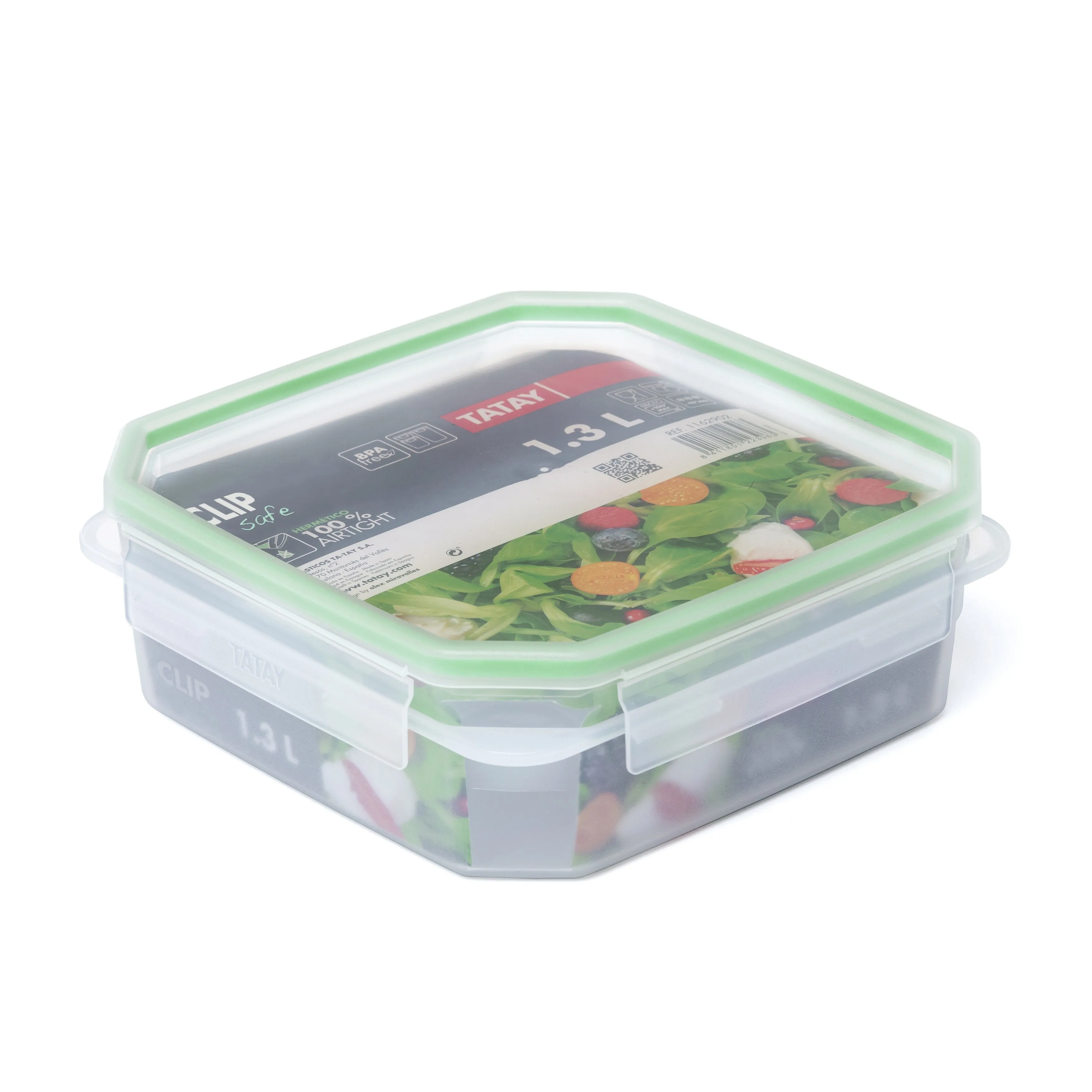 Food Container Clip Safe 1,3L Transp-Green