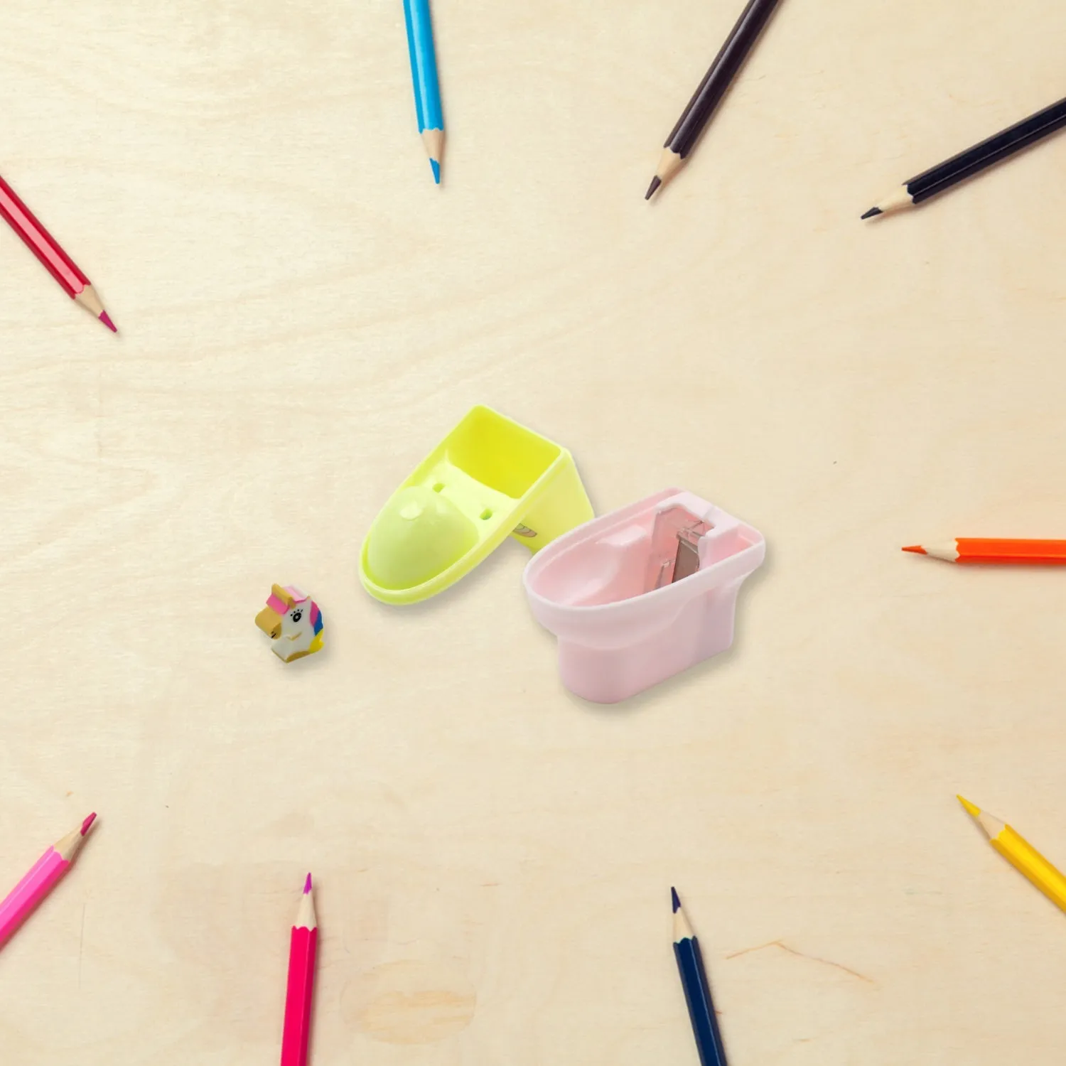 Fun & Functional! Toilet Pencil Sharpener with Eraser (2 Pc Set)