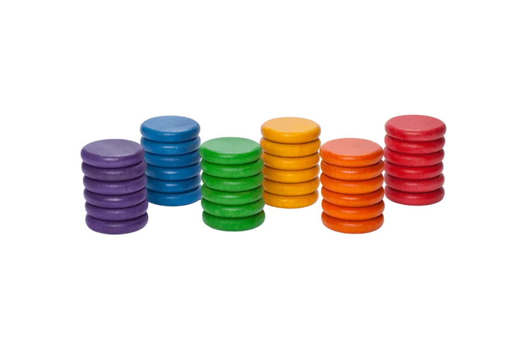 Grapat Wooden Coins (6 Colours) - 18 pcs