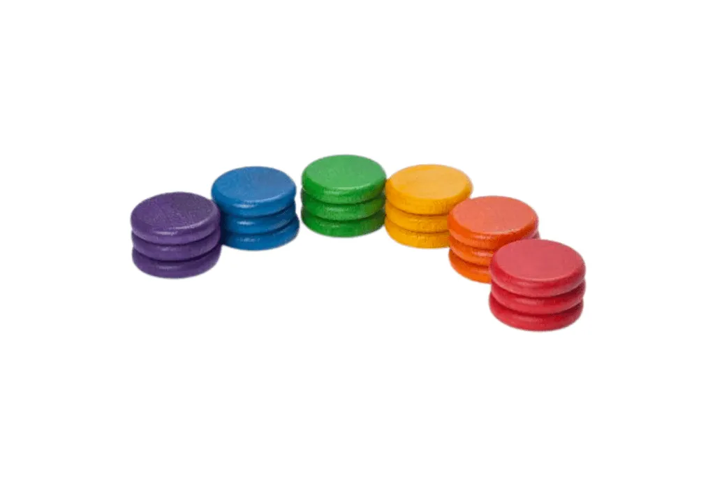 Grapat Wooden Coins (6 Colours) - 18 pcs