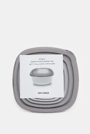 Grey Square Food Container Set (5 Piece)