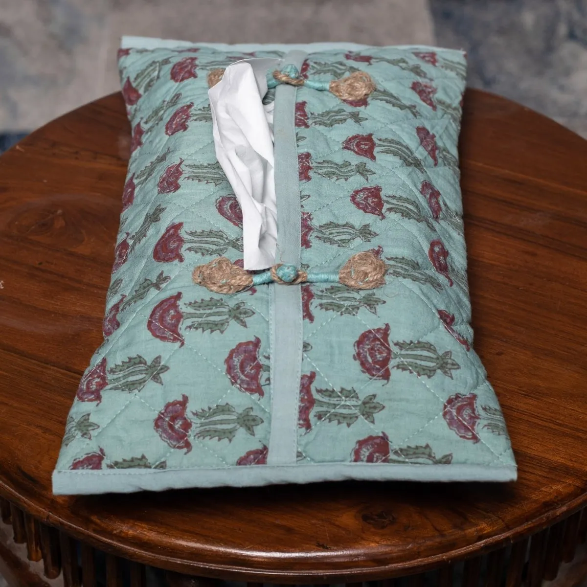 Handcrafted Tissue Box Cover Sea Green (Set of 2)