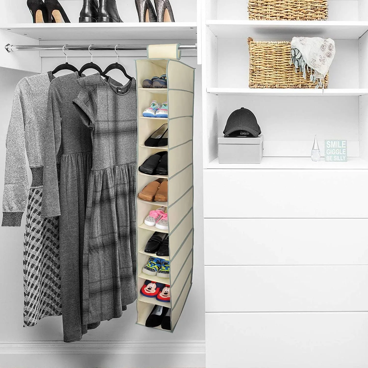 Hanging Shelf Organizer with Hangable Hook & Loop