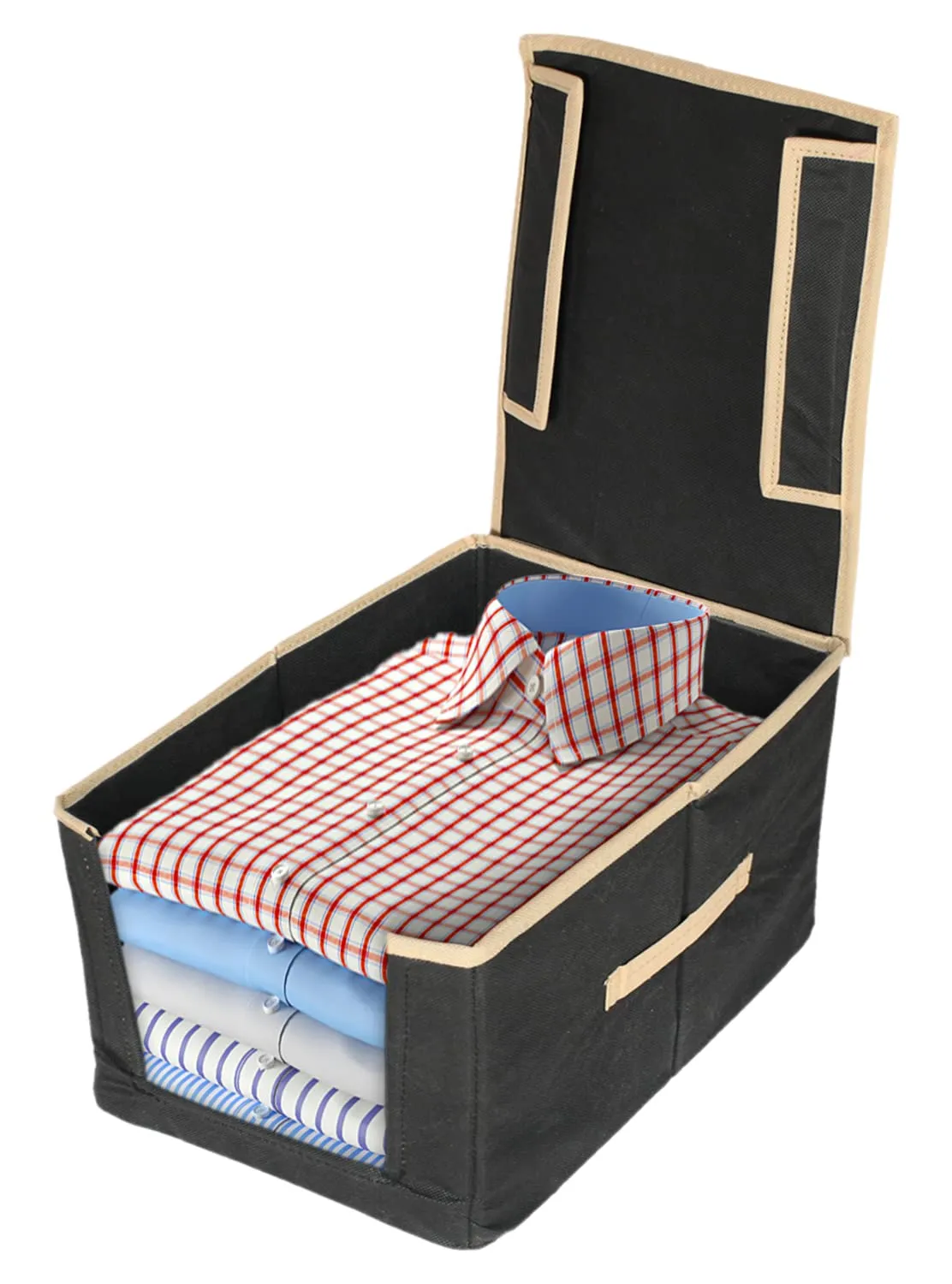 Heart Home Non-Woven Shirt Stacker With Handle & Lid (Black)