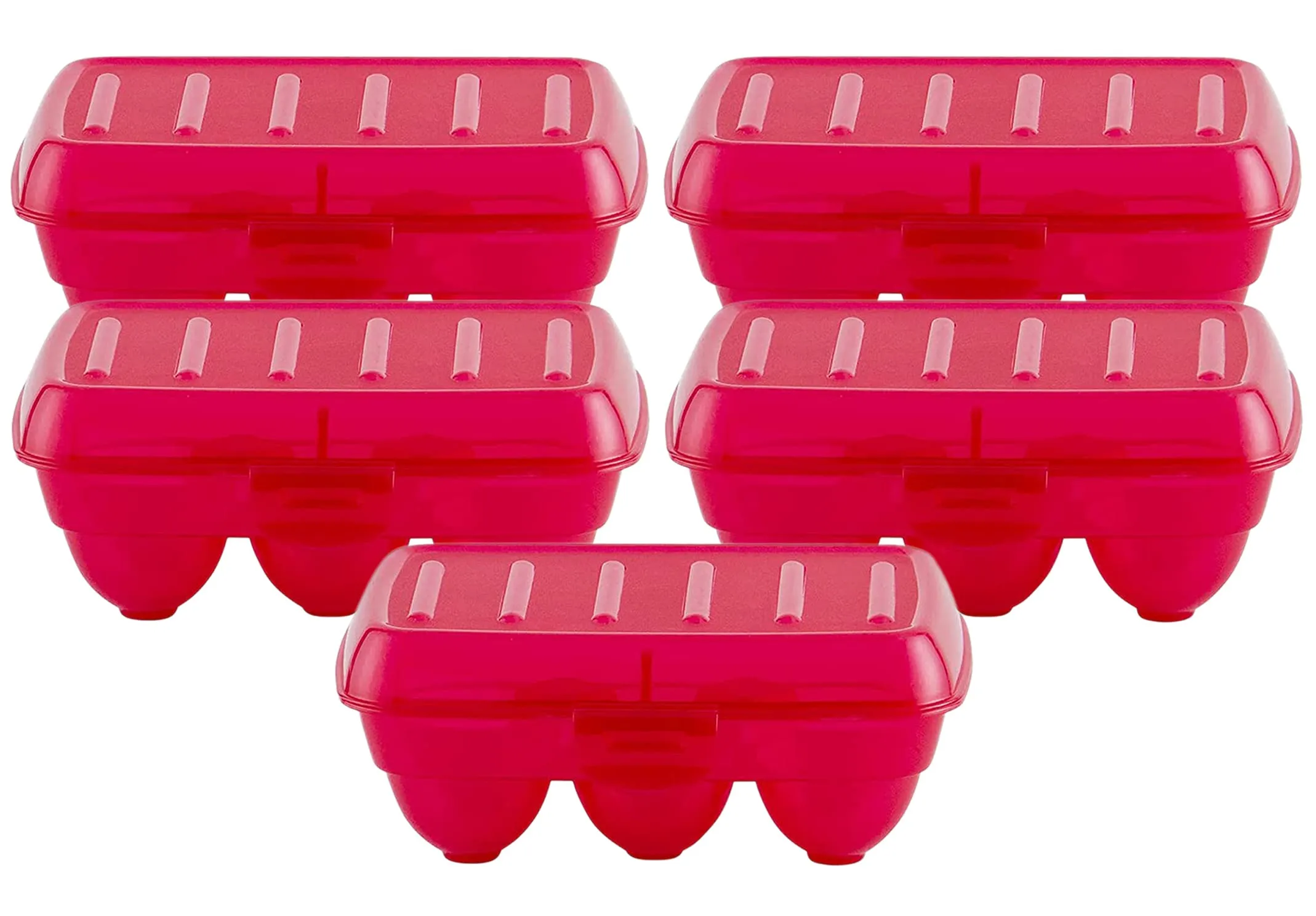 Heart Home Portable Food Grade Plastic Egg Holder/Storage Box For 6 Pieces Egg- Pack of 5 (Pink)-46HH0391