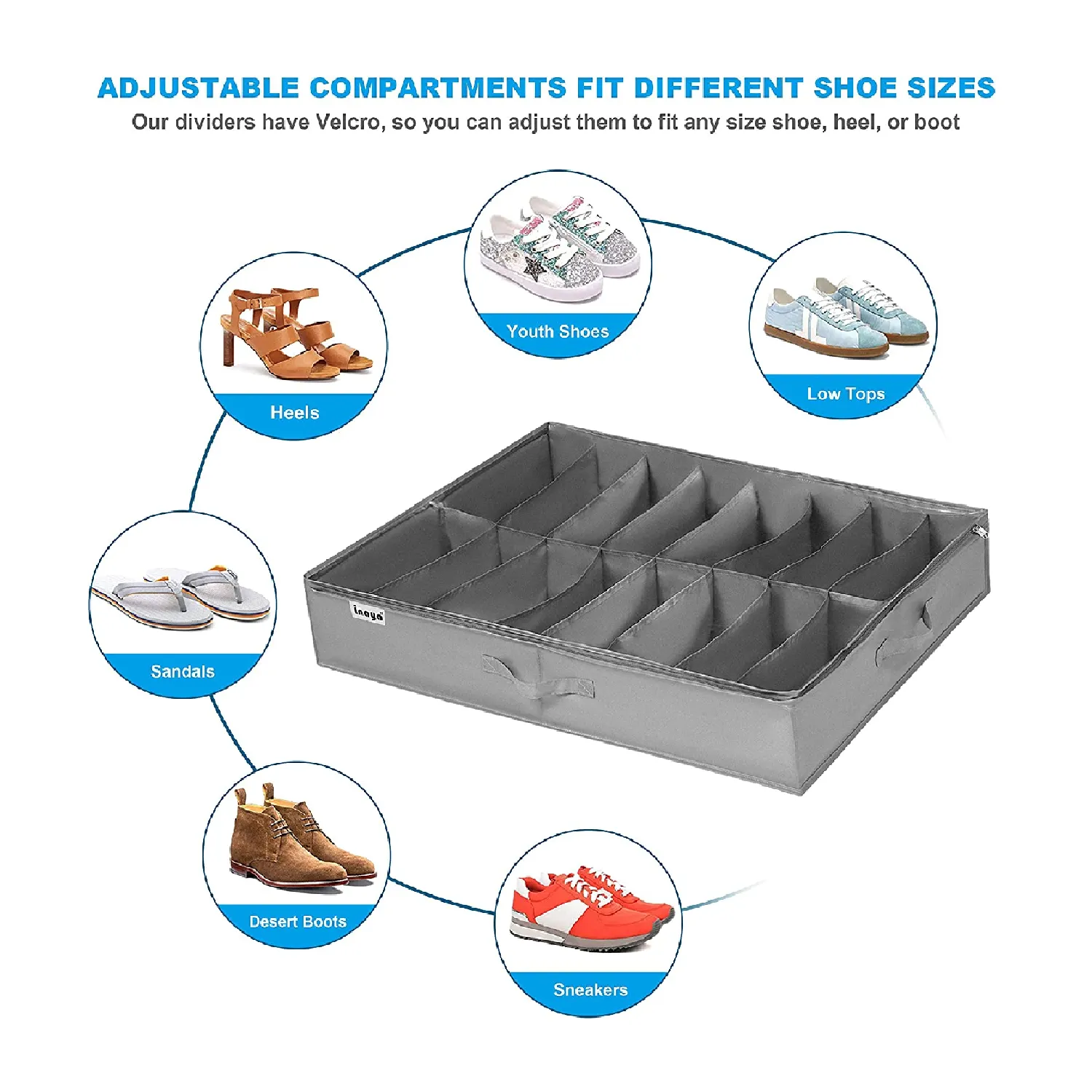 INAYA Set of 2 Under Bed Shoe Storage Organizers Fits 32 Pairs