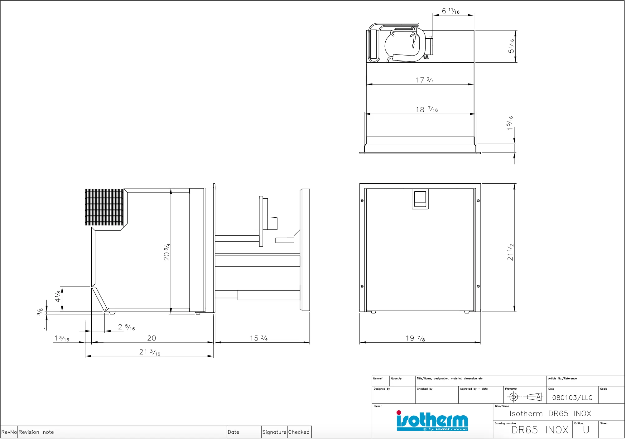 Isotherm Drawer 65 Stainless Steel Refrigerator with Freezer Compartment