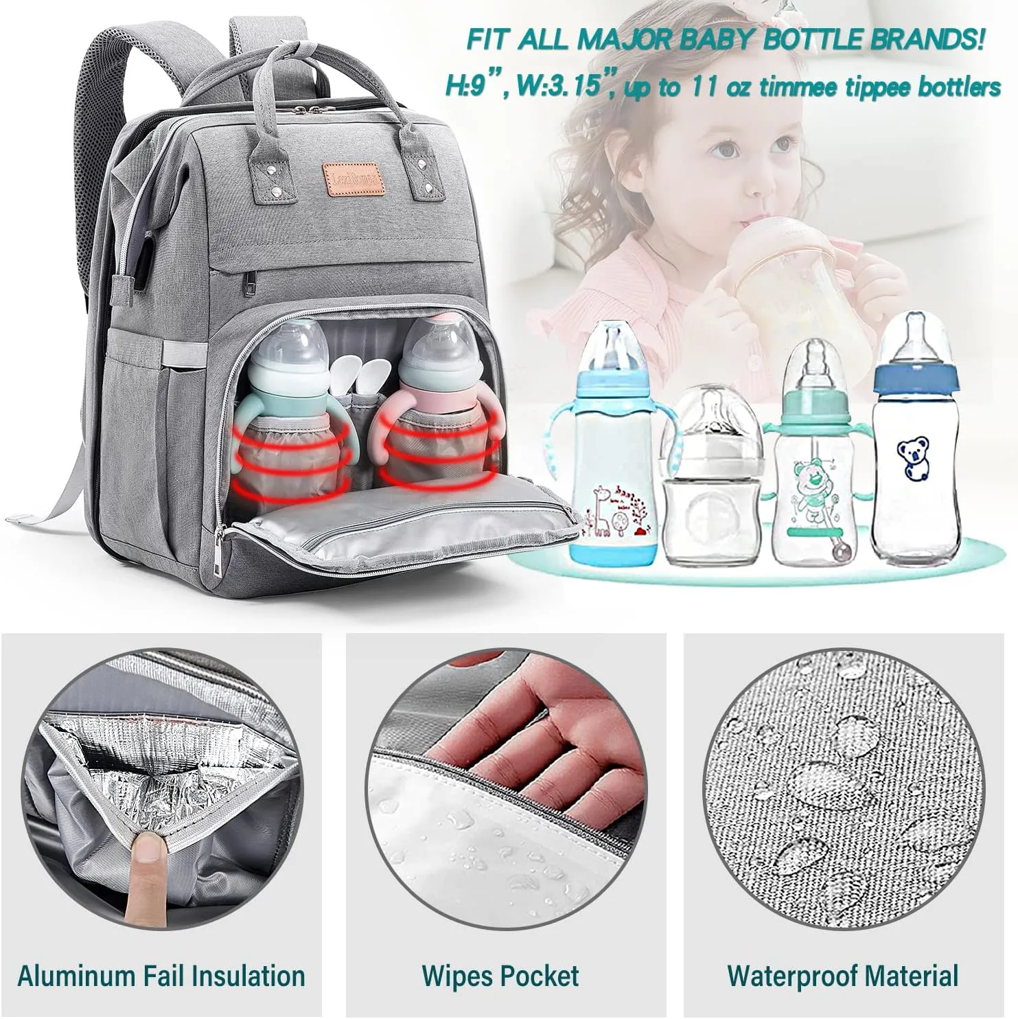 ITEM# 0001   Diaper Bag Backpack, Multifunction Large Capacity Baby Diaper Bags with Changing Station Baby Bag for Boy Girl Travel Back Pack with USB Charger for Moms And Dads (Watch Video)