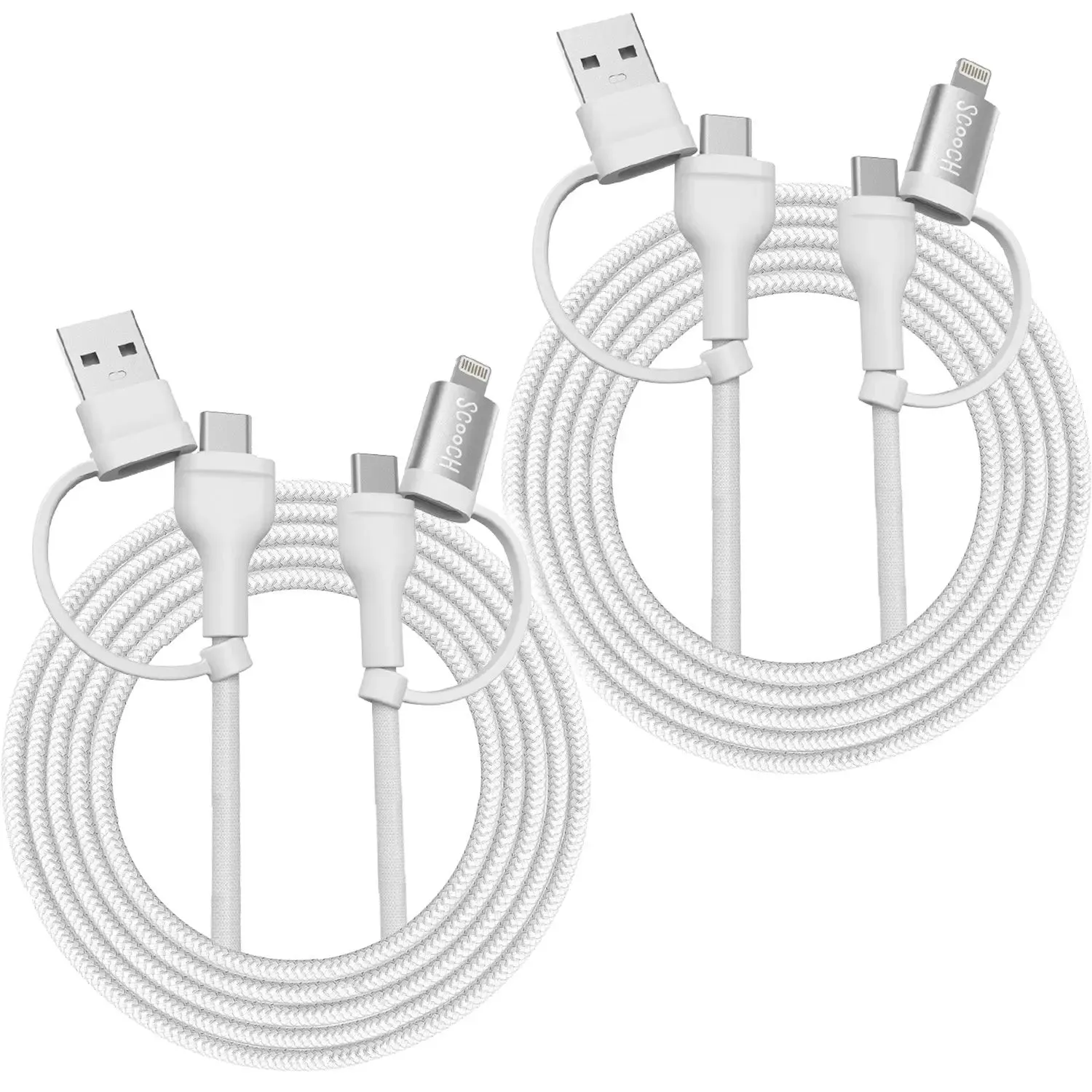 JuiceCord 4-in-1 - 60W Charging Cable (4FT) with USB-A, USB-C, and Lightning