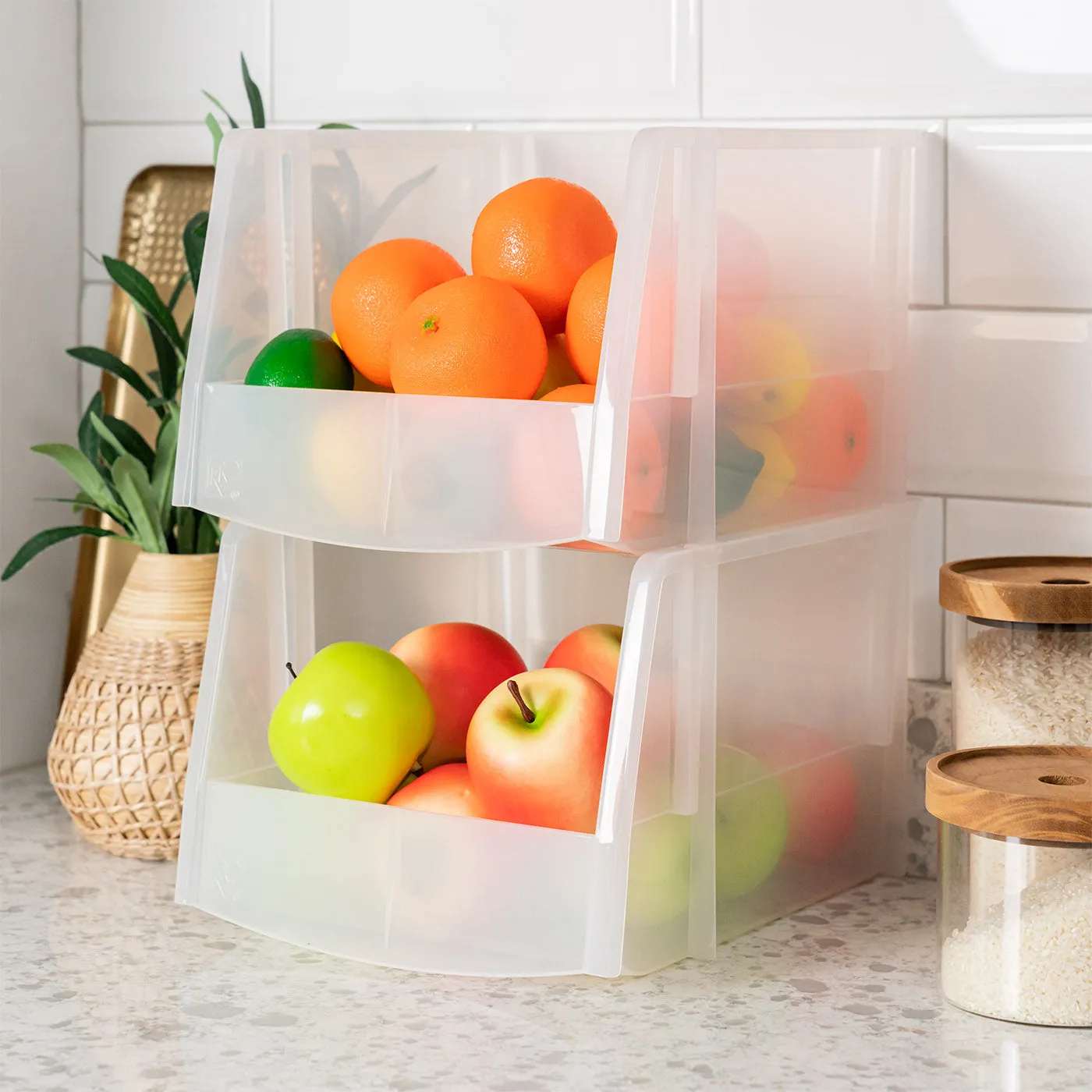 Jumbo Stackable Open Front Bin, 4 Pack, Clear