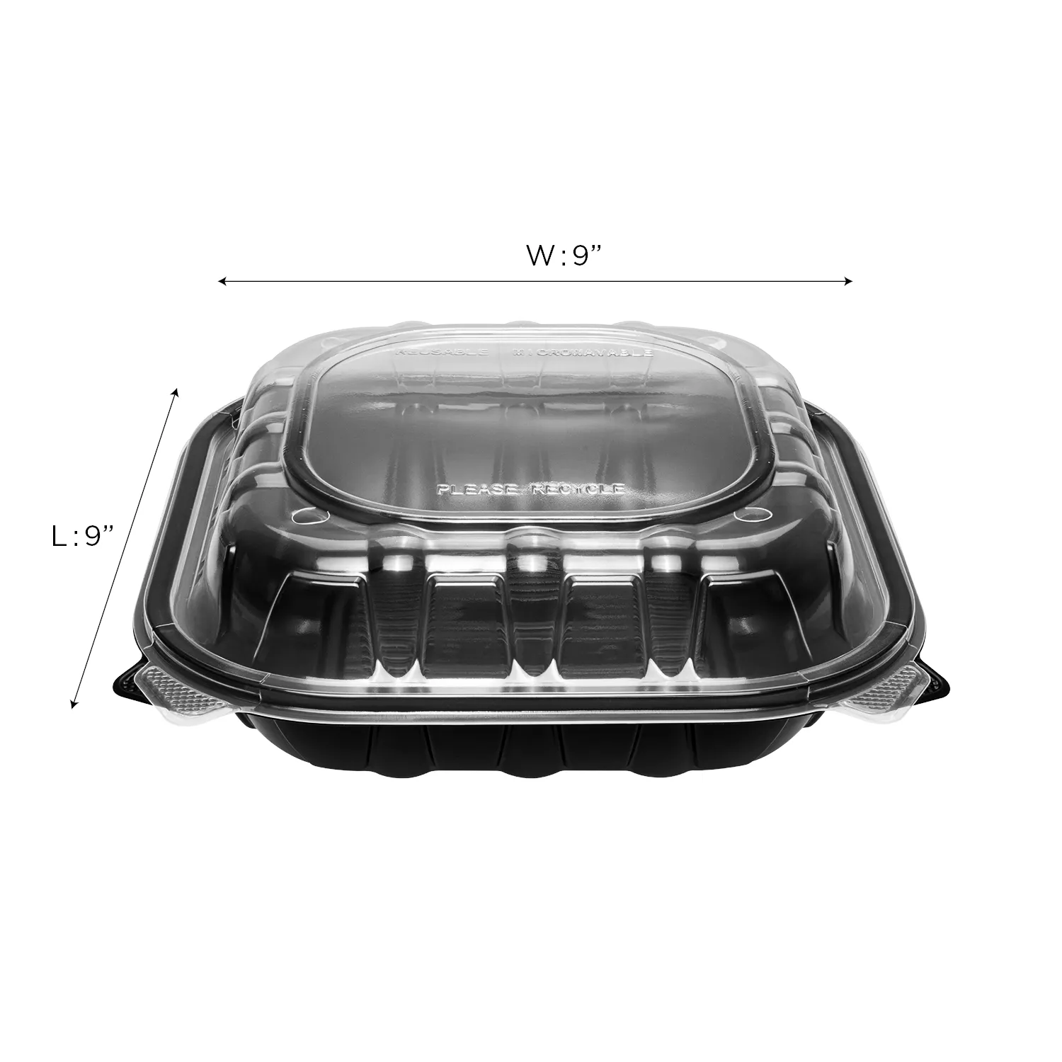 Karat 9"x 9" Premium PP Hinged Container - 150 pcs