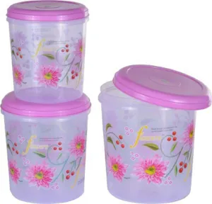 Kuber Industries Contain09 Plastic Storage Box Set, Set of 3, Pink