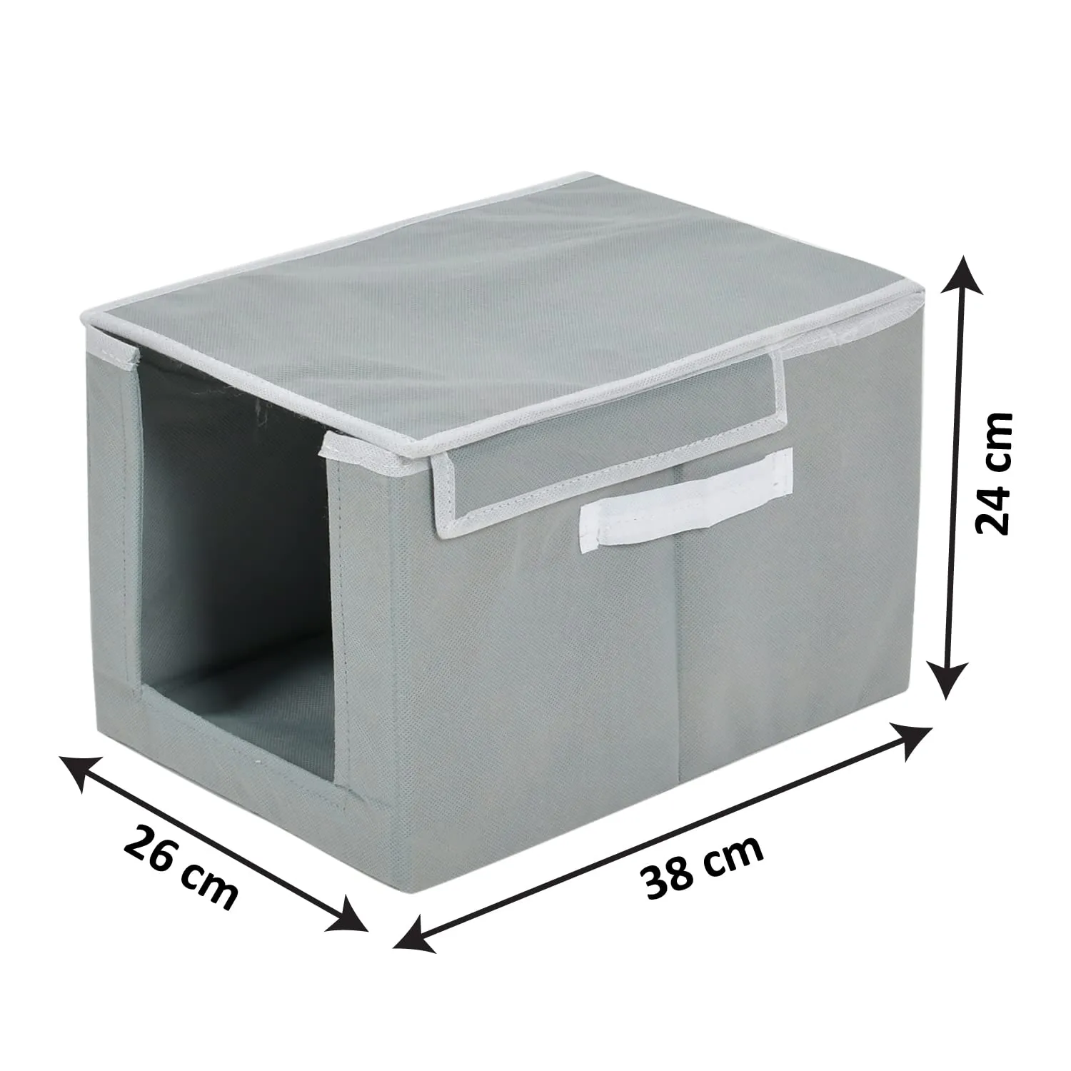 Kuber Industries Non-Woven Cloth Stacker Wardrobe Organizer/Bin With Carrying Handle & Lid- Pack of 2 (Grey)-HS43KUBMART26882