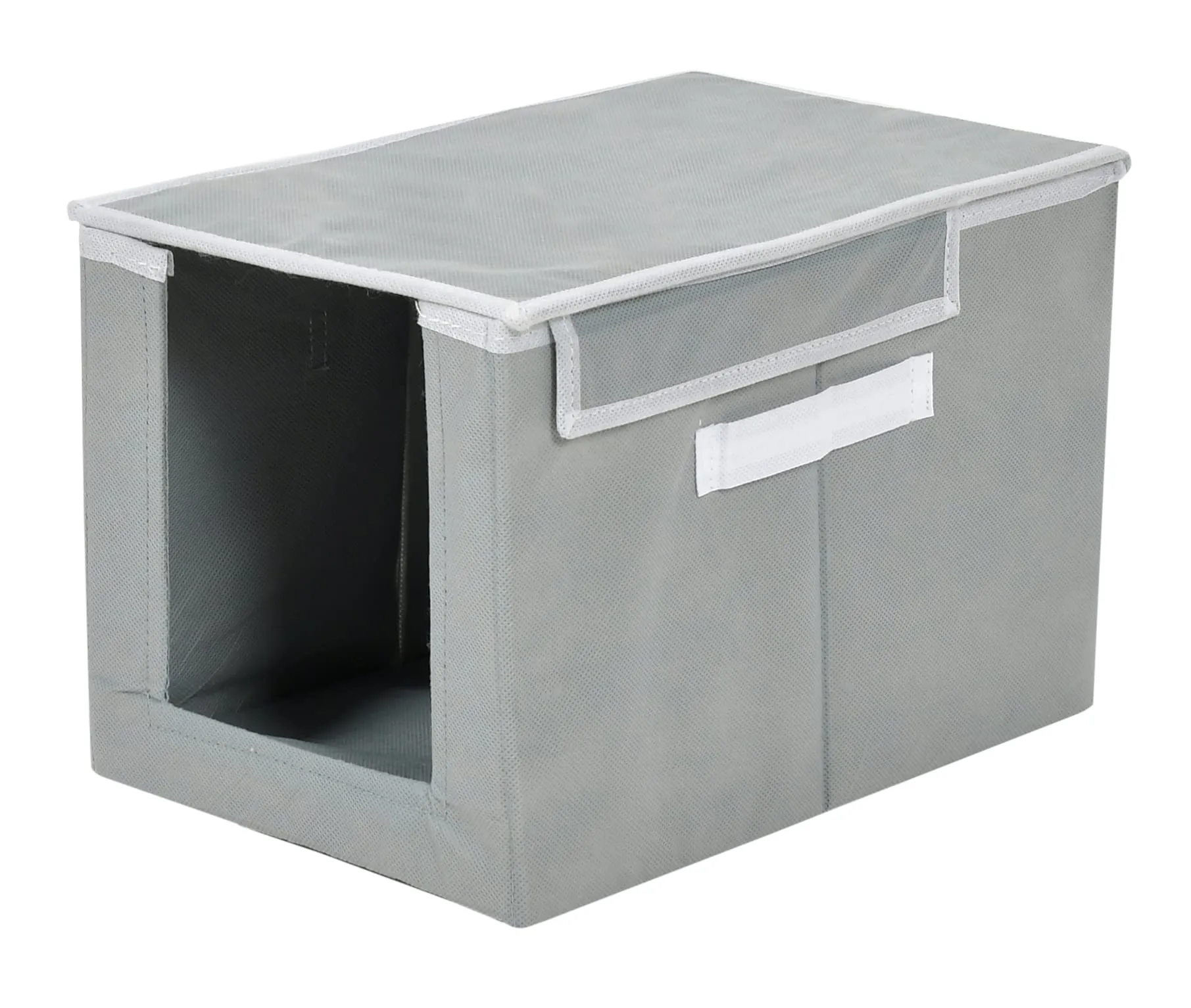 Kuber Industries Non-Woven Cloth Stacker Wardrobe Organizer/Bin With Carrying Handle & Lid- Pack of 2 (Grey)-HS43KUBMART26882