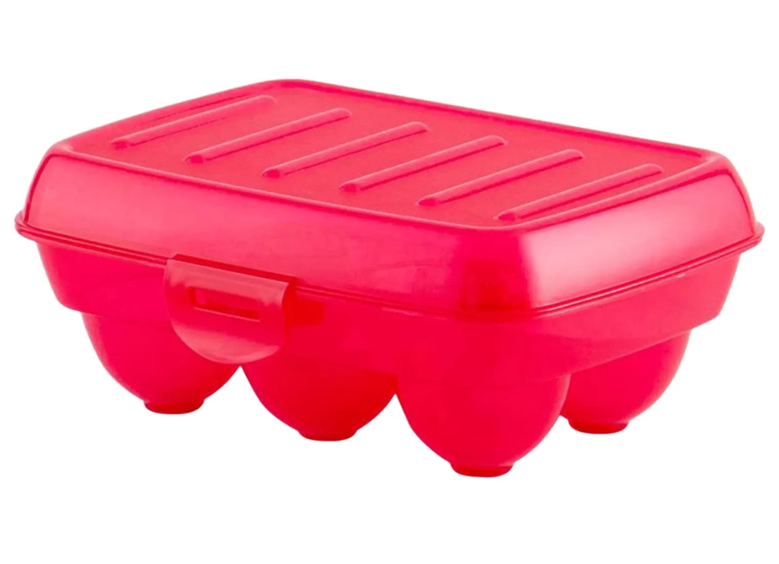 Kuber Industries Portable Food Grade Plastic Egg Holder/Storage Box for 6 Pieces Egg (Pink)-46KKM0149, Standard