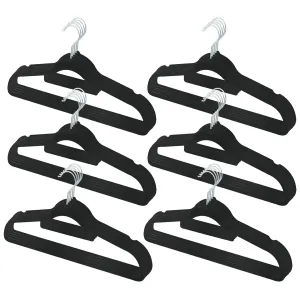 Kuber IndustriesVelvet Cloth Hanger Set of 30 with Chromed Plated Steel Hook (Black)