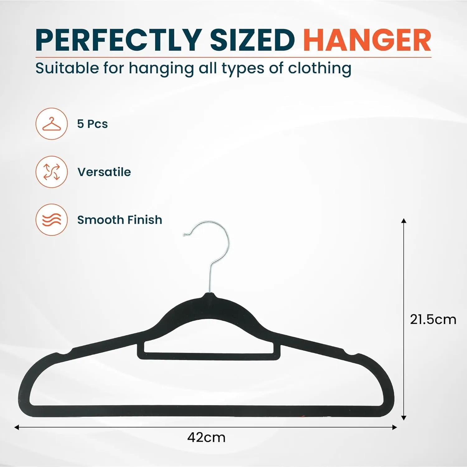 Kuber IndustriesVelvet Cloth Hanger Set of 30 with Chromed Plated Steel Hook (Black)